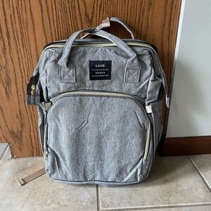 LAND Gray Modern Diaper Bag Backpack with Durable Fabric One Size NWOT